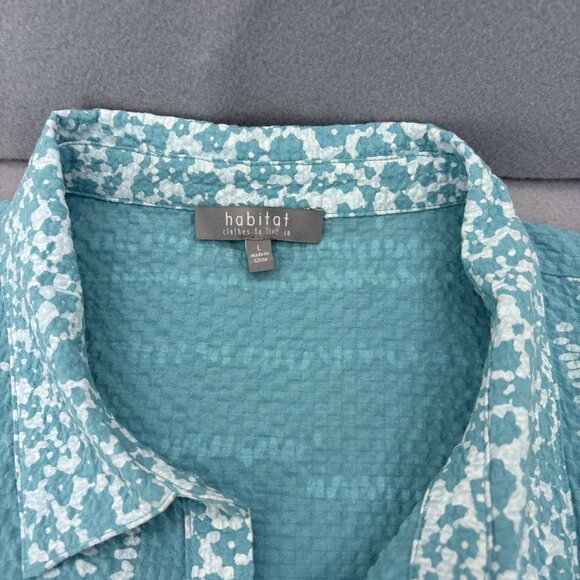 Habitat‎ Coralie Crinkle Turquoise Shirt Dress SZ Large Casual, Coastal, Beach - Picture 9 of 16